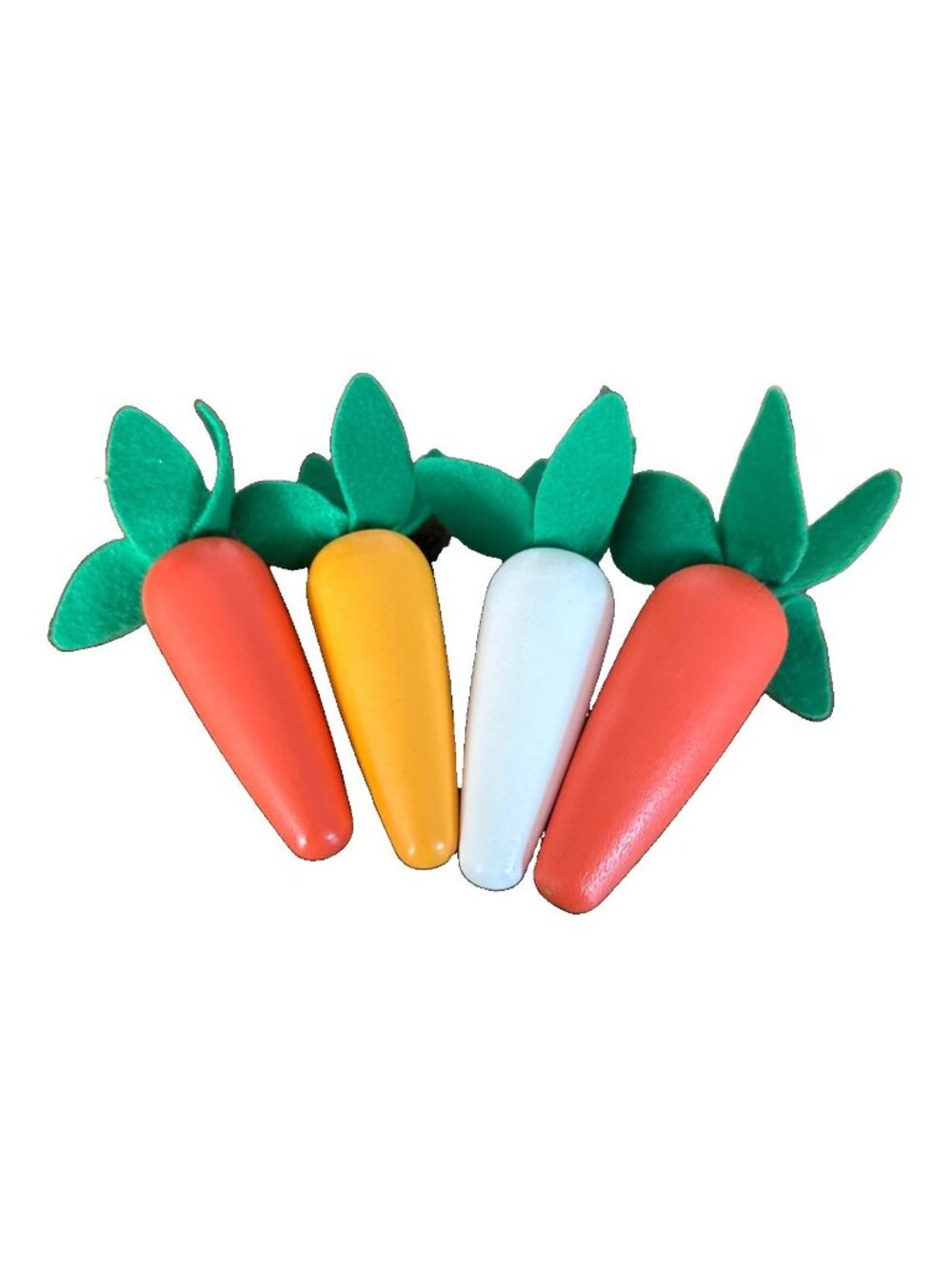 Wooden Carrots w/ Felt Leaves Pretend Play Food Easter Decor Montessori Toy Lot